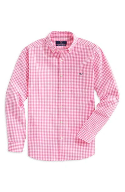 Shop Vineyard Vines Classic Fit Gingham Check Button-down Shirt In Knock Out Pink