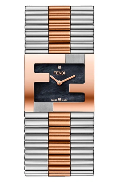 Shop Fendi Mania Bracelet Watch, 24x20mm In Rose Gold/ Stainless Steel