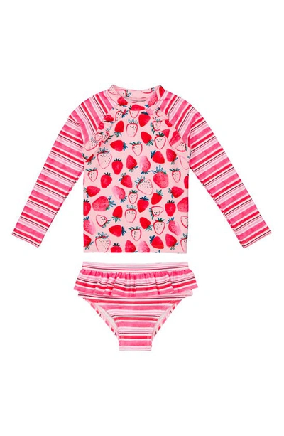 Shop Andy & Evan Two-piece Rashguard Swimsuit In Pink
