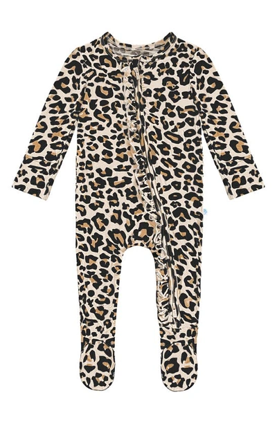 Posh Peanut Baby Girl's Lana Leopard-print Ruffled Footie In Lana Leopard