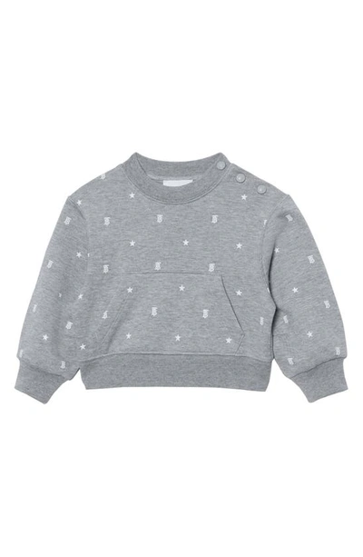 Shop Burberry Mini Zia Tb Star Print Cotton Sweatshirt In Grey Pattern