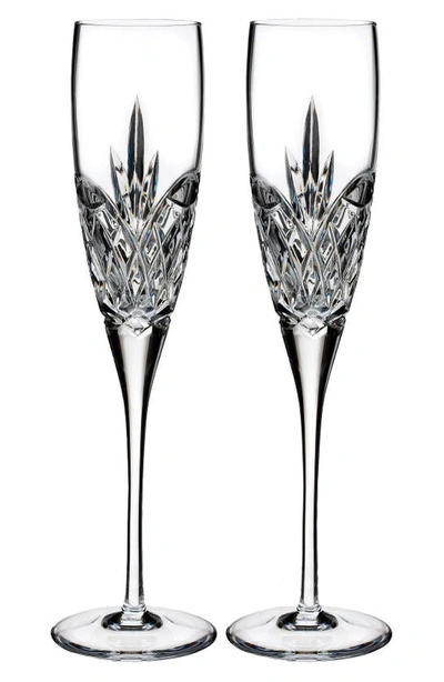 Shop Waterford Love Forever Set Of 2 Lead Crystal Champagne Flutes In Clear