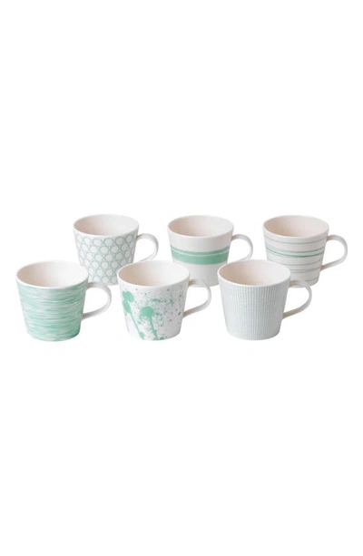 Shop Royal Doulton Pacific Mint Dots Set Of 6 Mugs In Assorted