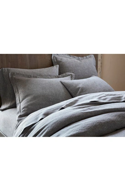 Shop Coyuchi Relaxed Organic Linen Duvet Cover In Charcoal Chambray