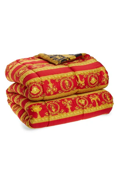 Shop Versace Baroque Print Reversible Comforter In Red Multi