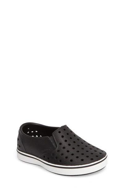 Shop Native Shoes Kids' Miles Slip-on Sneaker In Jiffy Black/ Shell White