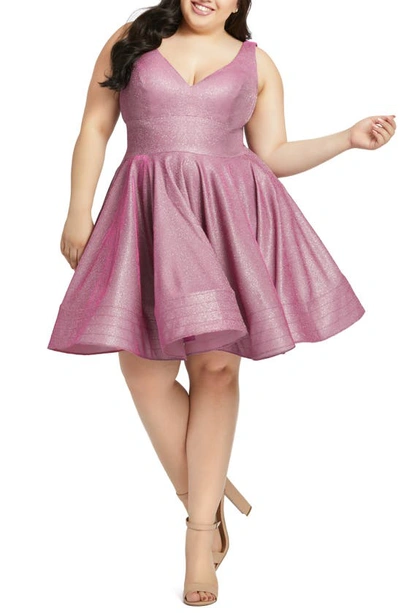 Shop Mac Duggal Sleeveless Sparkle Metallic Fit & Flare Dress In Raspberry