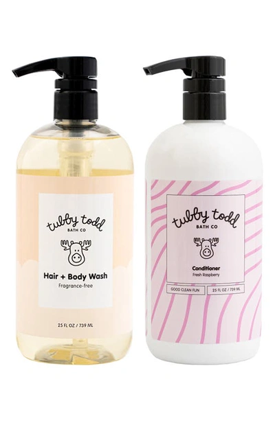 Shop Tubby Todd Bath Co. The Tubby Hair Duo In Fragrance Free/raspberry