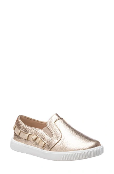 Elephantito Little Girl's & Girl's Metallic Ruffled Slip-on Sneakers In Gold
