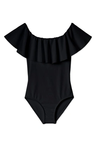 Shop Stella Cove Short-sleeve One-piece Swimsuit In Black