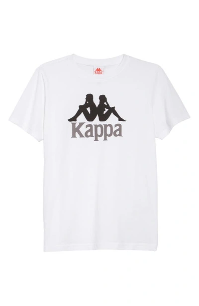 Shop Kappa Kids' Authentic Estessi Logo Graphic Tee In White-black-grey Dk
