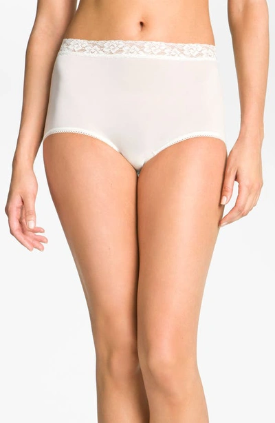 Shop Wacoal Bodysuede Lace Waist Briefs In Ivory