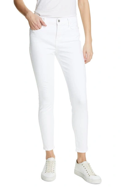 Shop Frame High Waist Ankle Skinny Jeans In Blanc