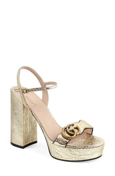 Shop Gucci Gg Platform Sandal In Platino