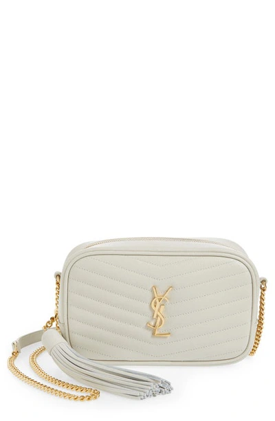 Shop Saint Laurent Mini Lou Quilted Leather Crossbody Bag In Crema Soft