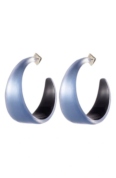 Shop Alexis Bittar Wide Graduated Medium Hoop Earrings In Horizon Blue