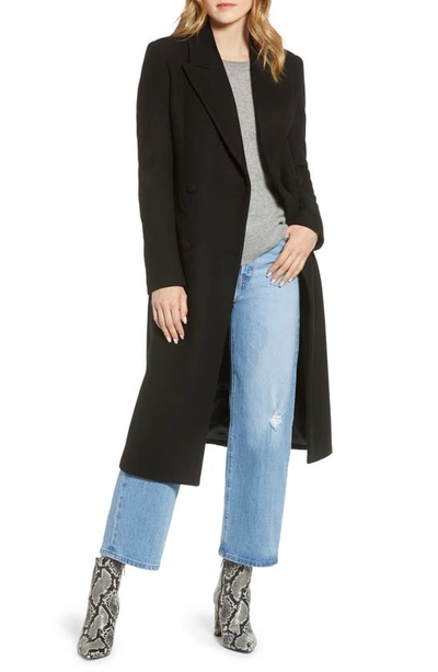 Shop Avec Les Filles Double Breasted Wool Blend Coat In Black