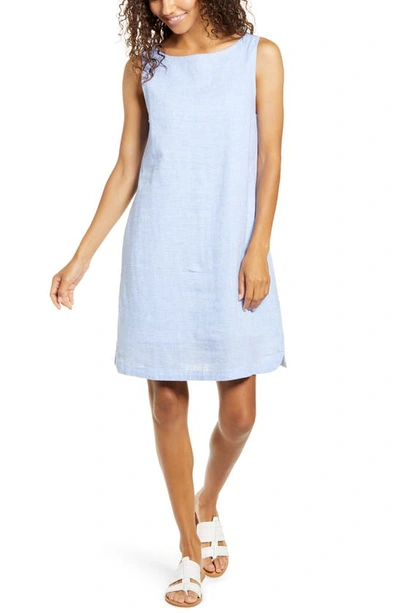 Shop Beachlunchlounge Alina Stripe Linen & Cotton Shift Dress In Horizon