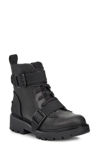 Shop Ugg Noe Moto Boot In Black Leather