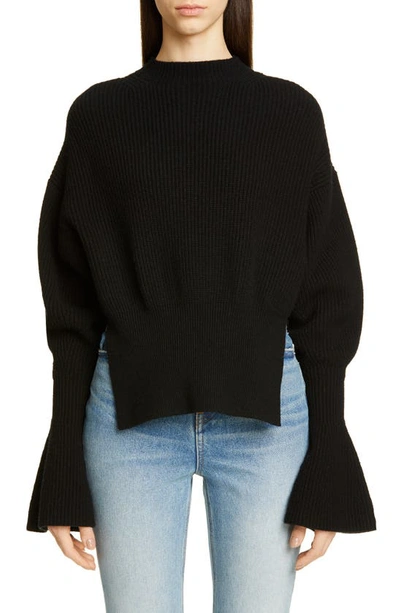 Shop Alexander Wang Split Hem Wool & Cashmere Blend Sweater In Black