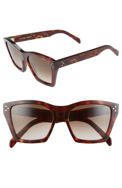 Shop Celine 55mm Cat Eye Sunglasses In Dark Havana/ Gradient Brown