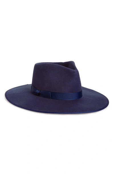 Shop Lack Of Color Rancher Wool Fedora In Navy