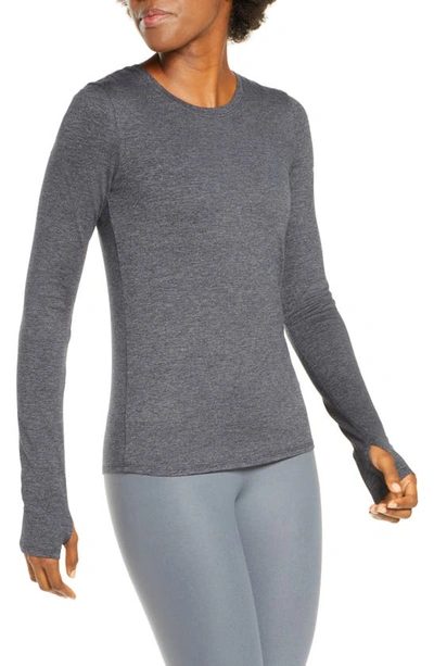 Shop Alo Yoga Finesse Long Sleeve Top In Dark Heather Grey
