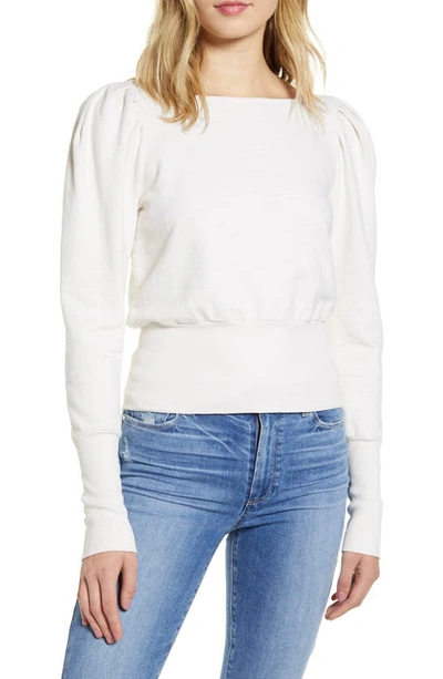 Shop Ag Walker Puff Shoulder Sweatshirt In Ivory Dust