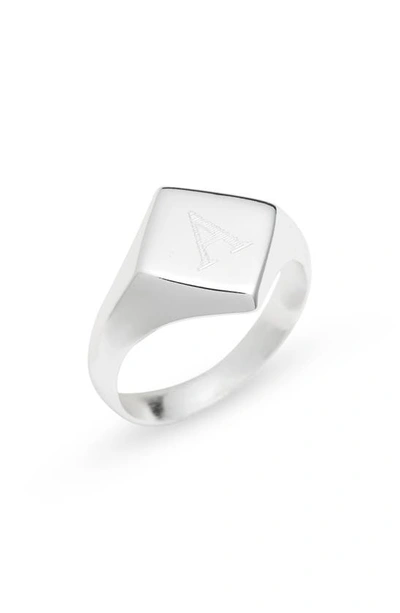 Shop Argento Vivo Engraveable Rhombus Signet Ring In Silver