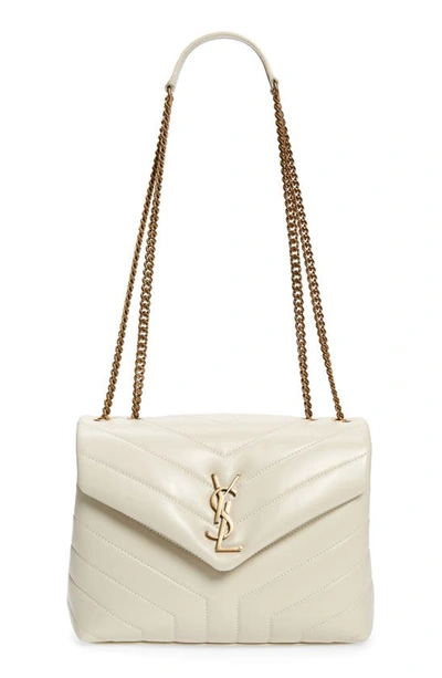 Saint Laurent Small Loulou Leather Shoulder Bag White