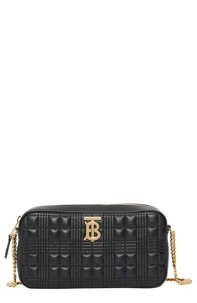 Shop Burberry Tb Quilted Check Leather Camera Crossbody Bag In Black