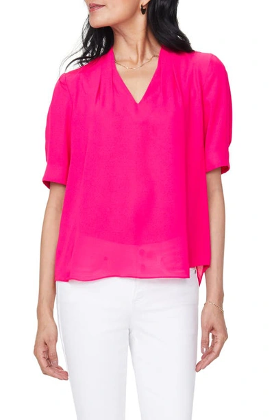 Shop Nydj Charming V-neck Top In Big Pink