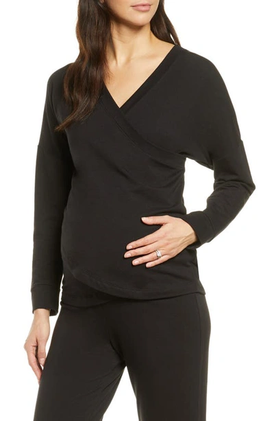 Shop Belabumbum Athleisure Nursing/maternity Top In Black