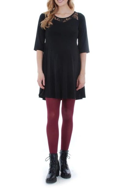 Everly Grey Pipa Maternity Skater Dress In Black