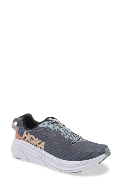 Shop Hoka One One One One Rincon Running Shoe In Lead/ Pink Sand