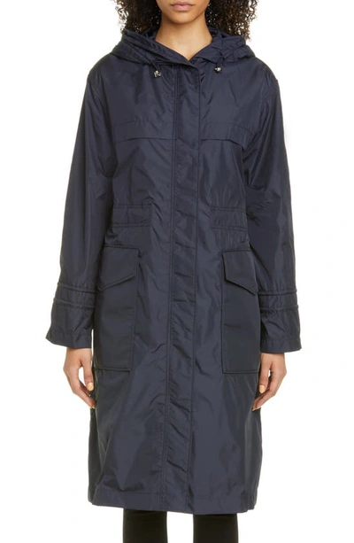 Shop Moncler Ceruleum Longline Rain Jacket In 778 Navy