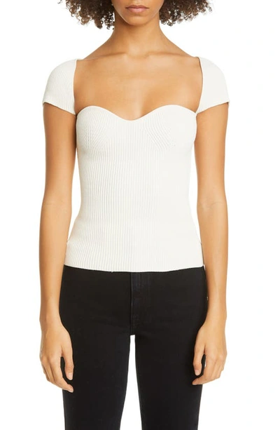 Shop Khaite Ista Ribbed Bustier Sweater In Ivory