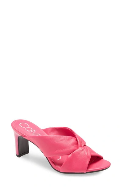Shop Calvin Klein Omarion Sandal In Scuba Pink Leather