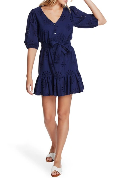 Shop 1.state Eyelet Minidress In Navy Sky