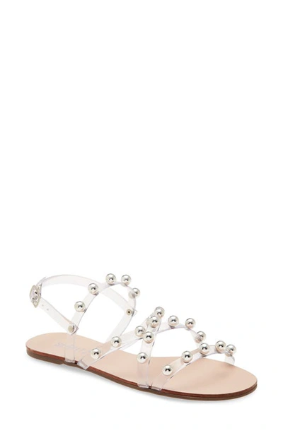 Shop Schutz Lina Clear Strappy Sandal In Transparent/ Silver Detail