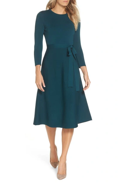 Shop Eliza J Fit & Flare Sweater Dress In Spruce