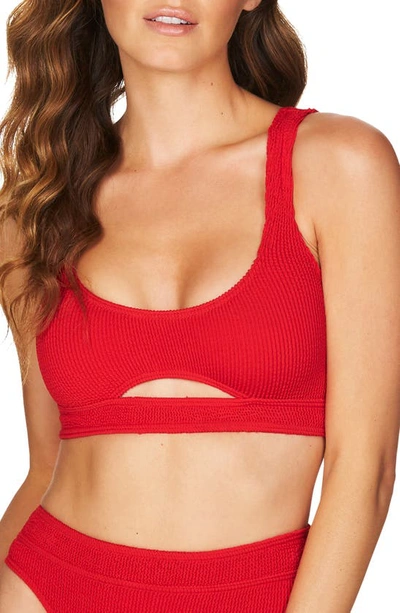 Shop Bound By Bond-eye The Sasha Cutout Ribbed Bikini Top In Baywatch Red