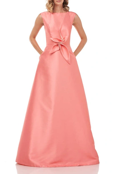 Shop Kay Unger Kincaid Ruffle Waist Gown In Light Persimmon