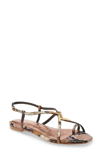 Shop Ted Baker Lerinas Snake Embossed Sandal In Nude/ Pink