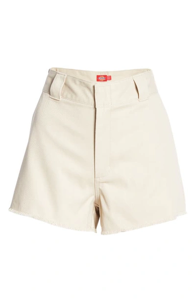 Shop Dickies Frayed Cotton Blend Worker Shorts In Khaki