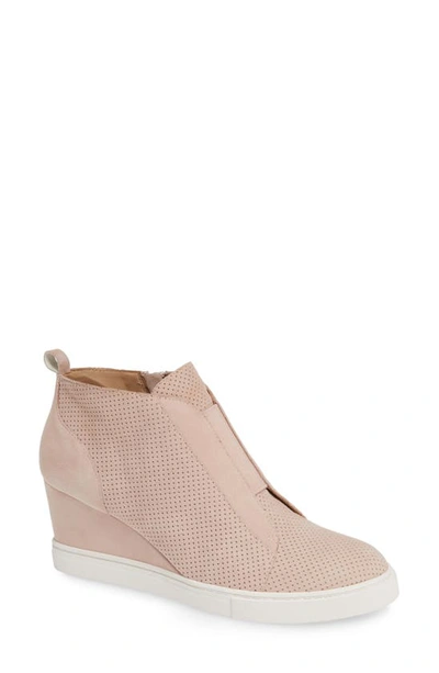 Shop Linea Paolo Felicia Wedge Sneaker In Blush Perforated Suede