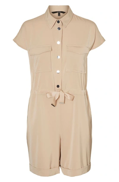 Shop Vero Moda Paula Short Sleeve Romper In Nomad