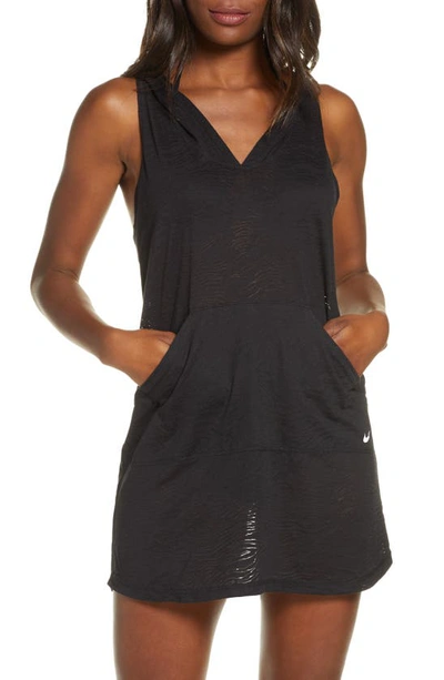 Shop Nike Essential Hooded Cover-up Dress In Black
