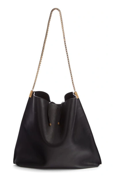 Shop Saint Laurent Suzanne Calfskin Leather Hobo In Noir