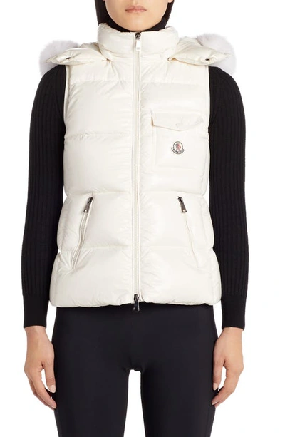Shop Moncler Balabio Water Resistant Down Puffer Vest With Removable Genuine Fox Fur Trim Hood In 034 Natural